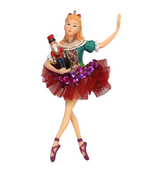 Resin Nutcracker Ballerina, Red Skirt with Nutcracker 14cm *ETA Nov